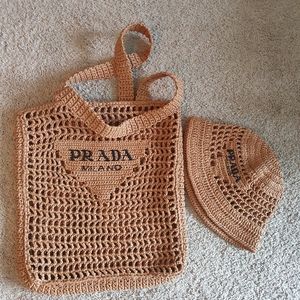 Prada Raffia Tote Bag and Hat